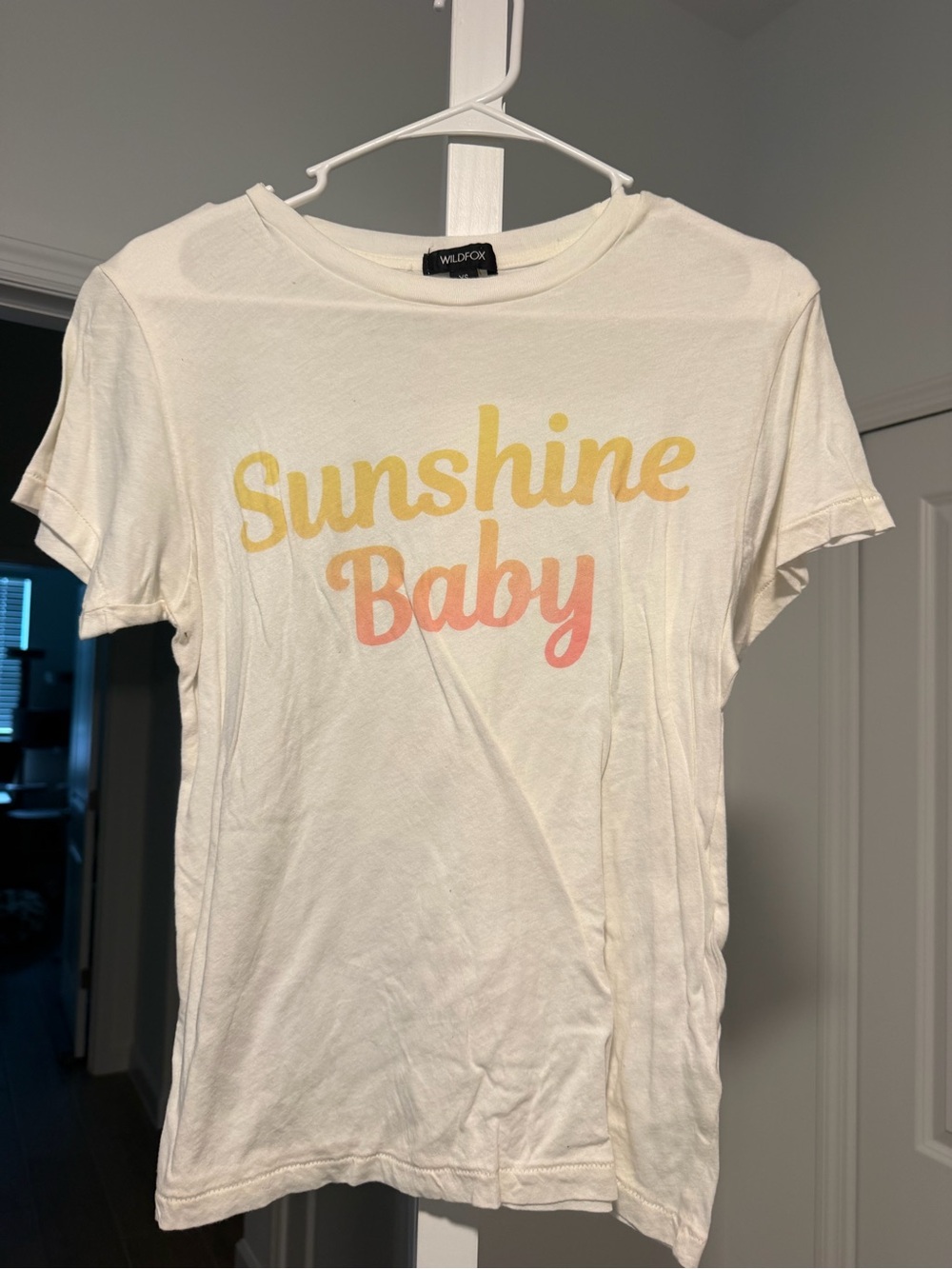 Wildfox Cream Tee with Yellow & Pink 'Sunshine Baby' Graphic